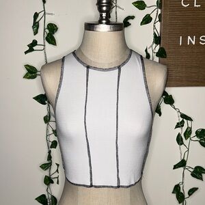 Garage Black Stitched White Tank Top